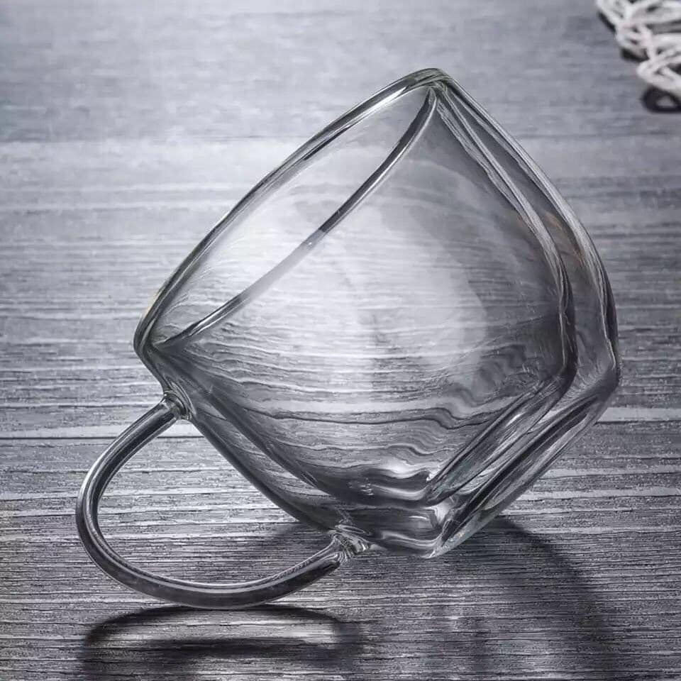 مج دبل شيك لشرب النسكافية والشاي والعصائر من الزجاج