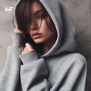Style  هودي اوفر سايز قطن بكابيشو باللون الرمادي للرجال والنساء