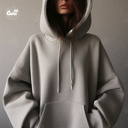 Lost in My Own Thoughts هودي اوفر سايز قطن بكابيشو باللون الكحلي للرجال والنساء
