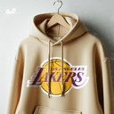 Los Angeles Lakers هودي اوفر سايز قطن باللون البيج