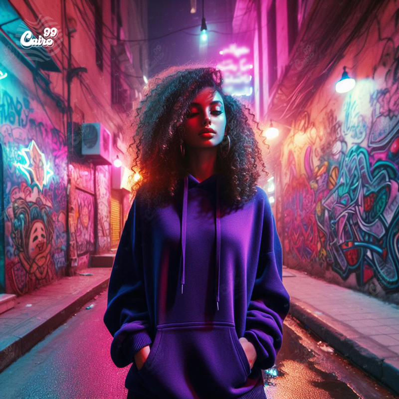 Can't Be Good All The Time هودي اوفر سايز قطن باللون الموف