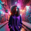 Can't Be Good All The Time هودي اوفر سايز قطن باللون الموف