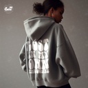 Lost in My Own Thoughts هودي اوفر سايز قطن باللون الرمادي