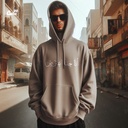 هودي انا حقًا اعترض اوفر سايز قطن باللون البني