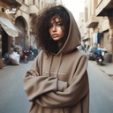 No Hard Feelings هودي اوفر سايز قطن باللون البني