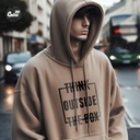 Think Outside The Box هودي اوفر سايز قطن باللون البني