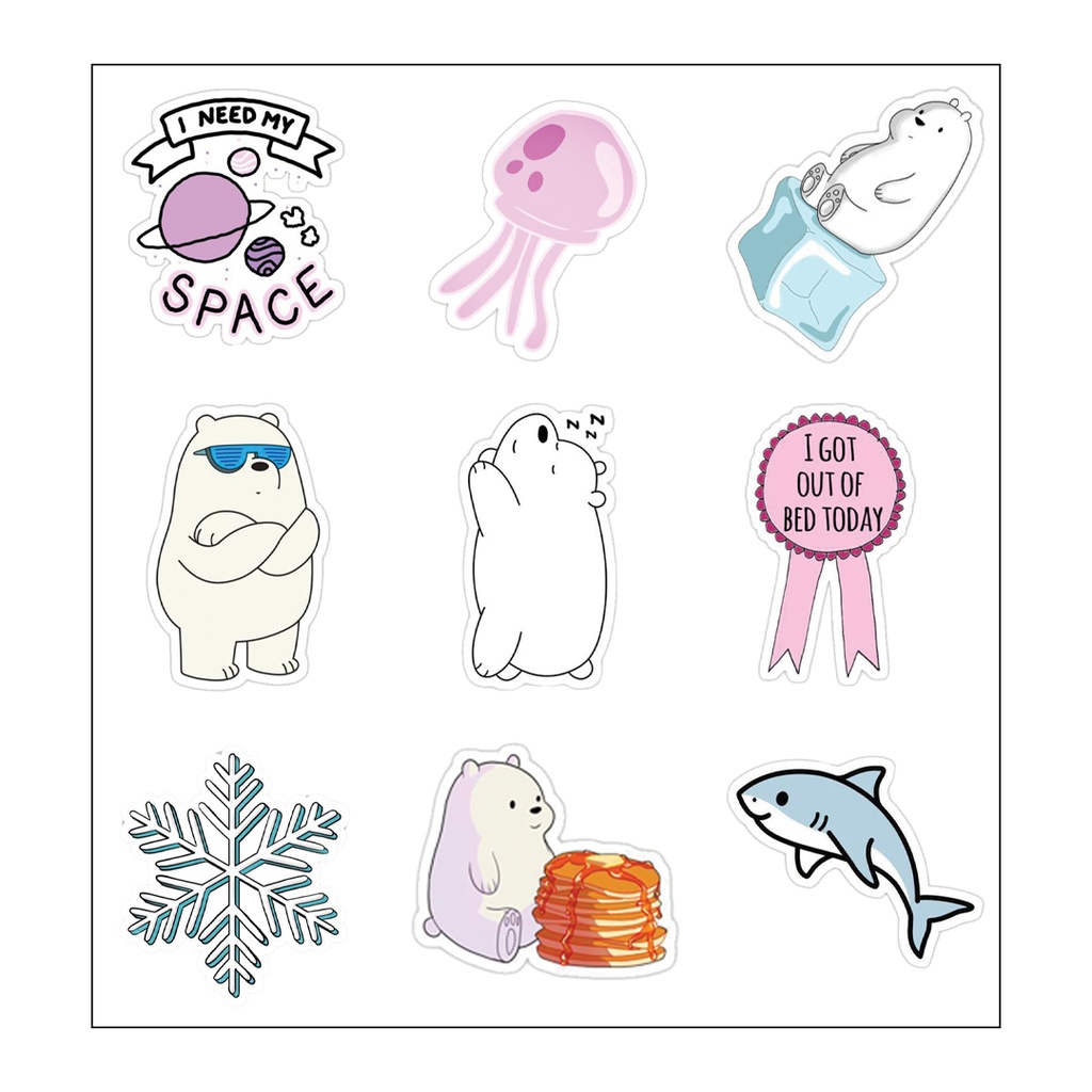 Ice Bear Vinyl Sticker Pack Reusable &amp; Waterproof