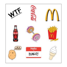 Food Lovers Vinyl Sticker Pack Reusable &amp; Waterproof