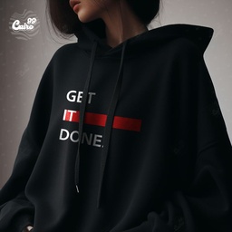 Get It Done هودي اوفر سايز قطن باللون الأسود