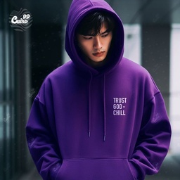 Trust God + Chill هودي اوفر سايز قطن