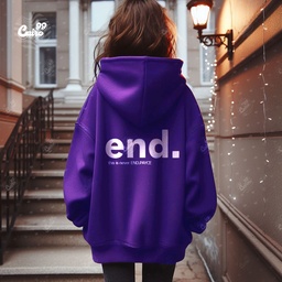 End  هودي اوفر سايز قطن باللون الموف