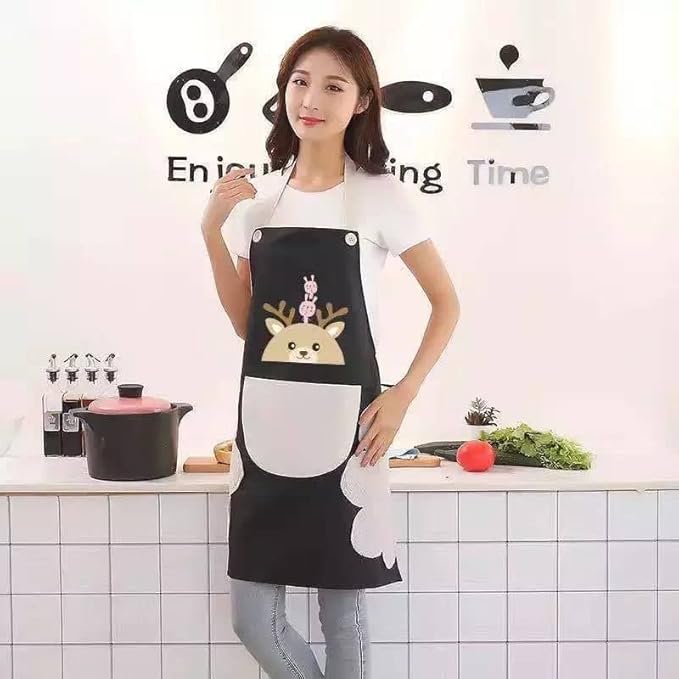 مريلة مطبخ وتربروف بأشكال مختلفة بجيب وجوانب قماش ميكروفيبر لتنشيف اليد