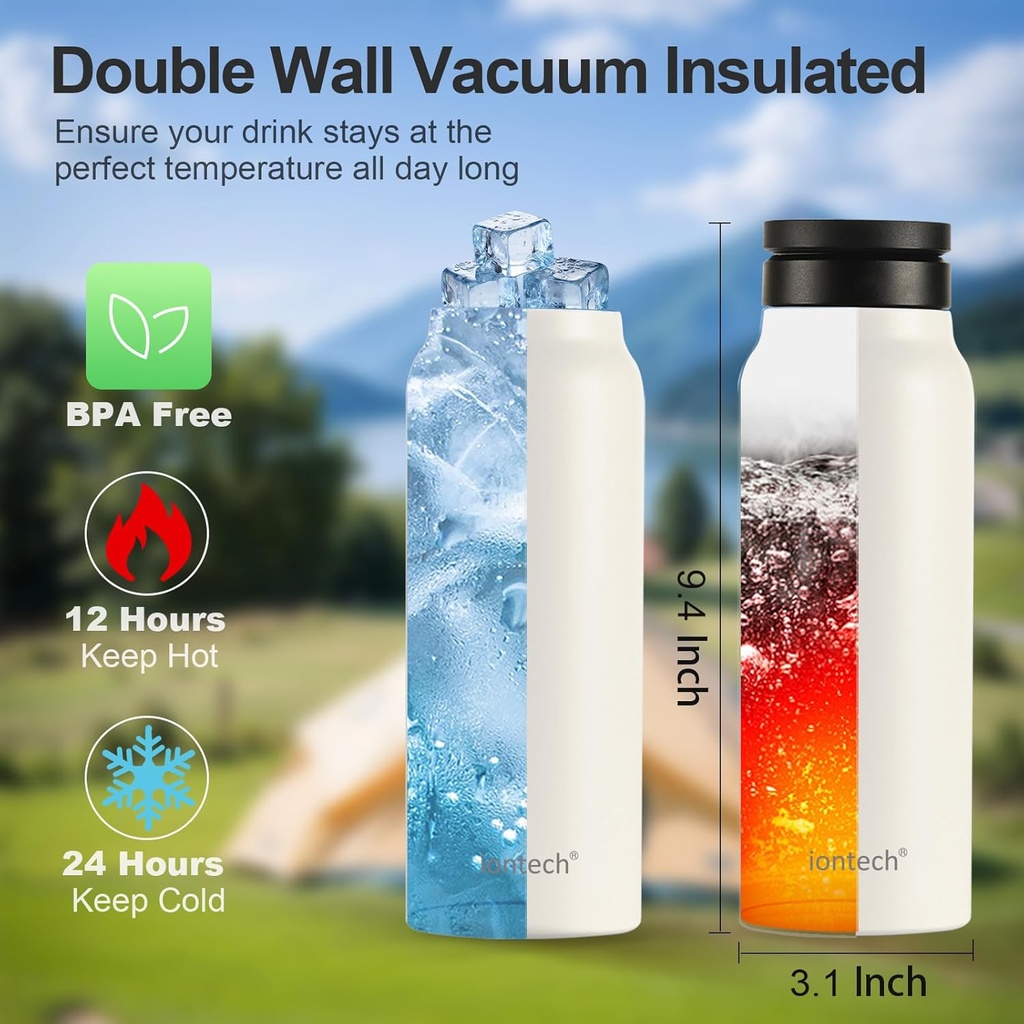 زجاجة مياه حرارية استانلس ستيل مع حامل للموبايل بماج سيف بسعة 710 ملي