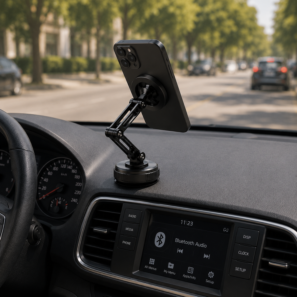حامل موبايل مغناطيسي للسيارة قابل للدوران 360 درجة بقاعدة شفط قوية وثابتة