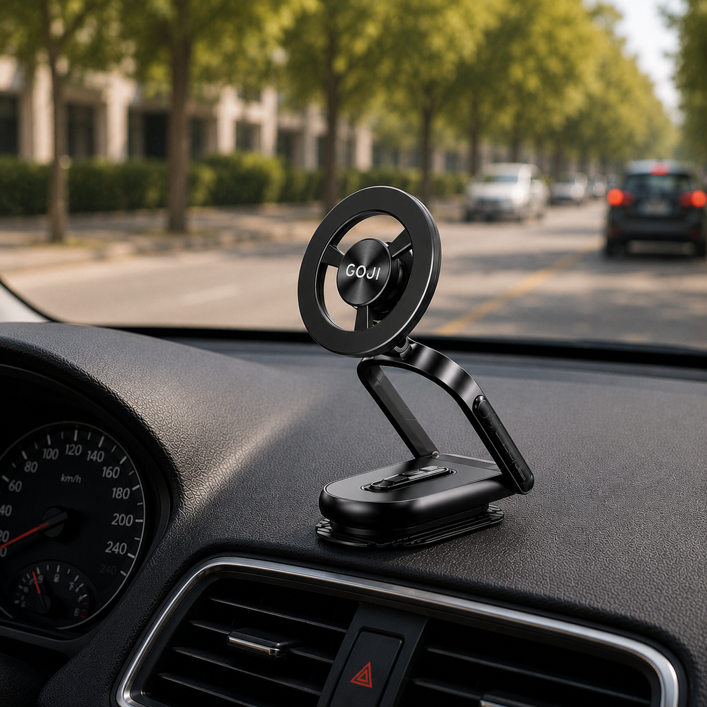 حامل موبايل مغناطيسي قابل للطي للسيارة بقاعدة شفط قوية ودوران 360 درجة