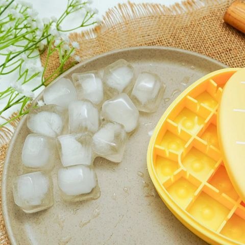 علبة مكعبات ثلج بغطاء قالب سيليكون بتصميم أناناس وجاروف لتقديم الثلج