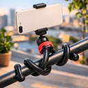 ترايبود بحامل ثلاثي مرن بتصميم اخطبوطي برأس كروية تدور 360 درجة مع مايك وإضاءة للتصوير