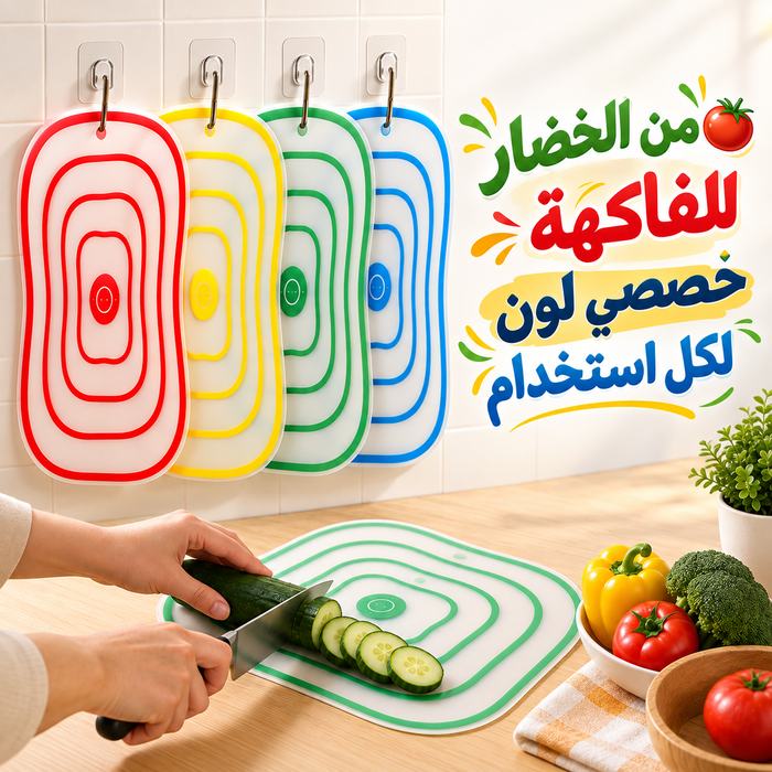 طقم لوح تقطيع 4 قطع بألوان مختلفة مانع للانزلاق