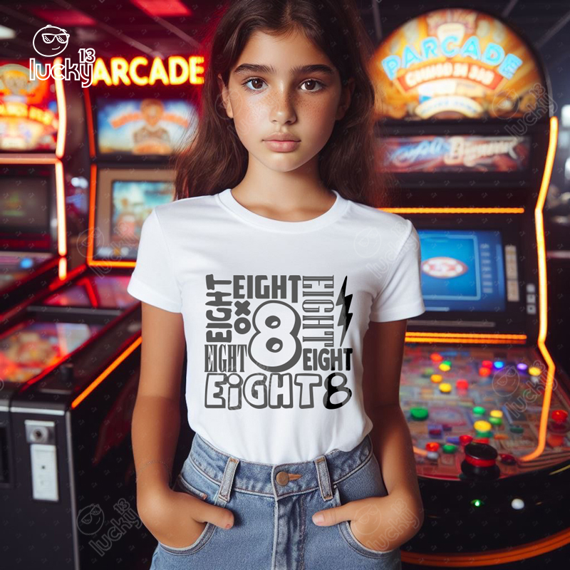 Eight تيشيرت اطفال قطن باللون الأبيض