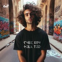 "Fuck . You" تيشيرت اوفر سايز قطن باللون الاسود للرجال