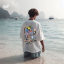 Cool Dude  تيشيرت اوفر سايز قطن باللون الابيض للرجال