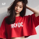 AC/DC كروب توب اوفر سايز باللون الاحمر