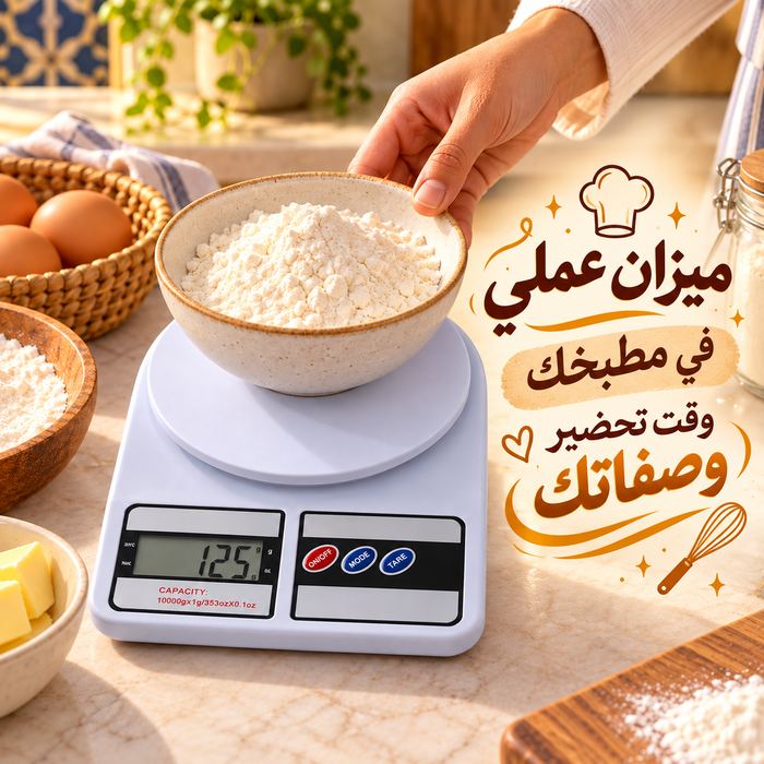 ميزان إلكتروني محمول لوزن الطعام والمشتريات بدقة من 1 جرام حتى 7 كجم