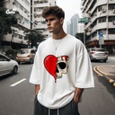 Evil Heart تيشيرت اوفر سايز قطن باللون الابيض للرجال