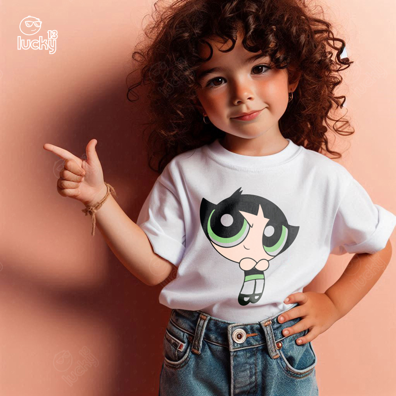 Buttercup Powerpuff Girls تيشيرت اطفال قطن باللون الابيض