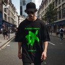 D-Generation X تيشيرت اوفر سايز قطن باللون الاسود للرجال