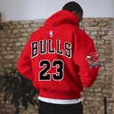 Bulls 23 هودي اوفر سايز قطن باللون الاحمر 