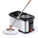 جردل استانلس بحلة عصر وفتحة تصريف مع مساحة بمفصل دوار للتنظيف والتلميع