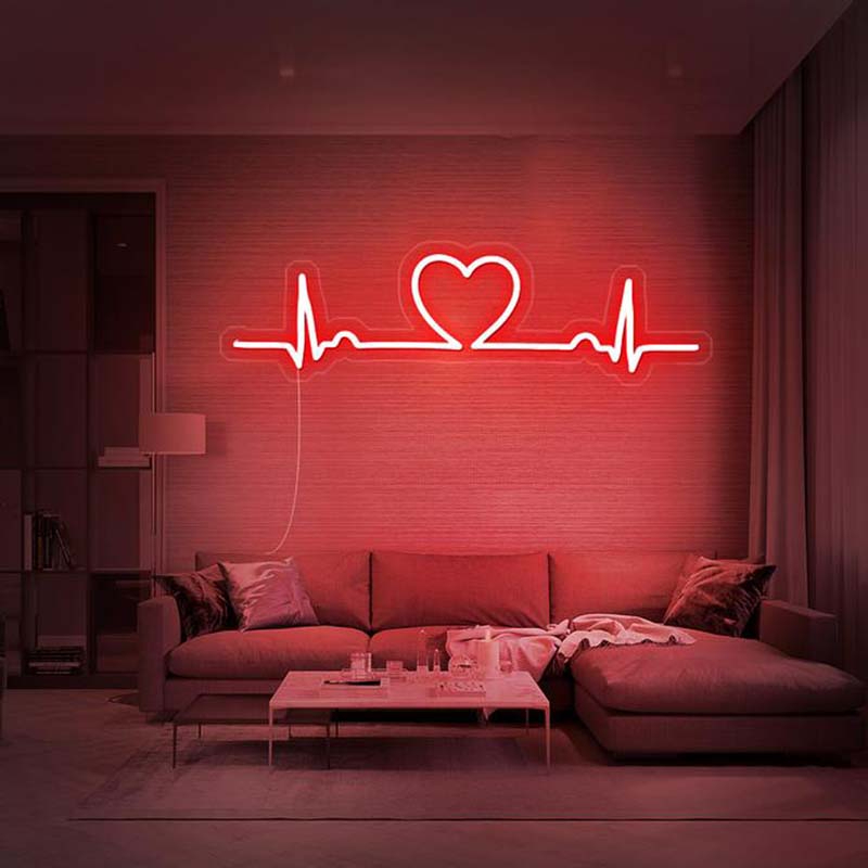 Heart Beat Neon Led Light Sign Art Deco