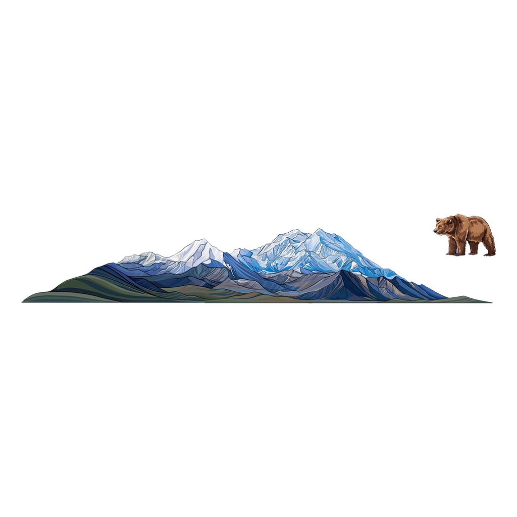 Brown Bear Mountain Vinyl Sticker Reusable &amp; Waterproof For Water Bottles