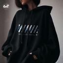 Only One هودي اوفر سايز قطن باللون الأسود 