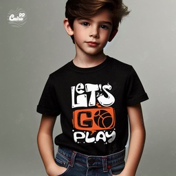 Let's Go Play تيشيرت اطفال قطن باللون الاسود