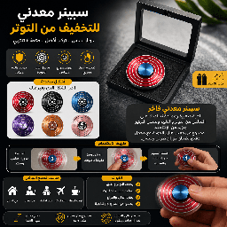 [HH00036070] سبينر معدني بتصميم درع متعة تدور بين إيديك