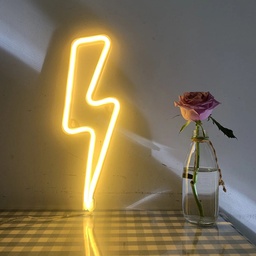 [HH00005782] Yellow Lighting Bolt Neon Led Light Sign Art Decor 45*35 Cm
