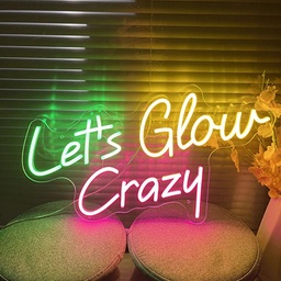 [HH00005817] Let's Glow Crazy Neon Led Light Sign Art Decor