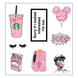 Pink Lovers Vinyl Sticker Pack Reusable &amp; Waterproof