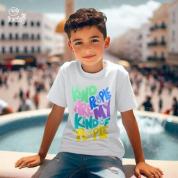 Kind People Are My Kind of people تيشيرت اطفال قطن باللون الأبيض