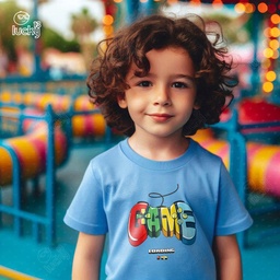 Game تيشيرت اطفال قطن باللون اللبني 