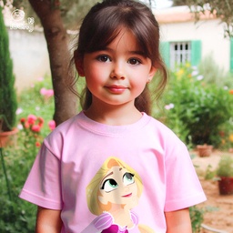 Rapunzel تيشيرت اطفال قطن باللون البينك  