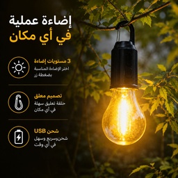 [HH00012033] كشاف علي شكل لمبة ب 3 مستويات للاضاءة مع وصلة يو اس بي