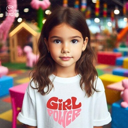 The Power Of Girl تيشيرت اطفال قطن باللون الابيض