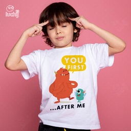 You first - After me  تيشيرت اطفال قطن باللون الابيض