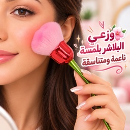 [HH00014616] فرشة مكياج ناعمة ولطيفة علي البشرة شكل وردة مجسم