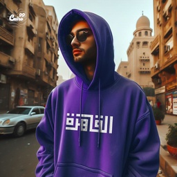 هودي "القاهرة" اوفر سايز قطن للرجال باللون الموف