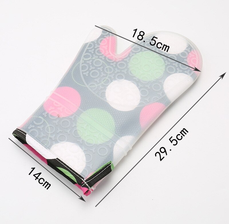 جوانتي قفازات مطبخ سيليكون طويل مبطن من الداخل وسميك مقاوم للحرارة الوان مشجره