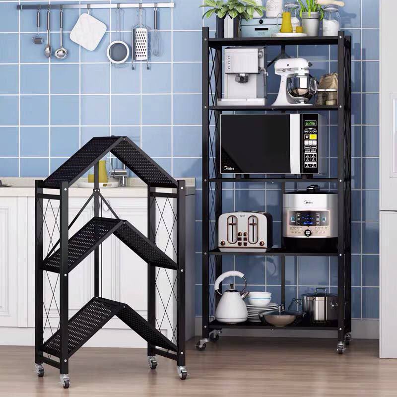 استاند منظم 4 رفوف للمطبخ والحمام بعجل لسهولة الحركة معدن